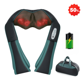 Neck Shoulder Massager Cordless Back Massager with Heat; Deep Tissue Kneading Massage Pillow for Neck Back Shoulders Foot Legs Body; Rechargeable Mass